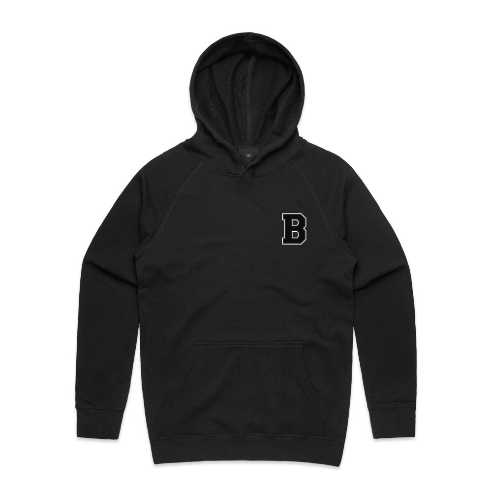 Black shop hoodie logo