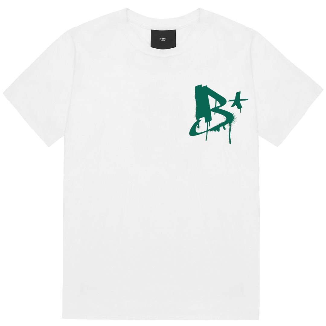 White Drip B T-shirt - Green Print