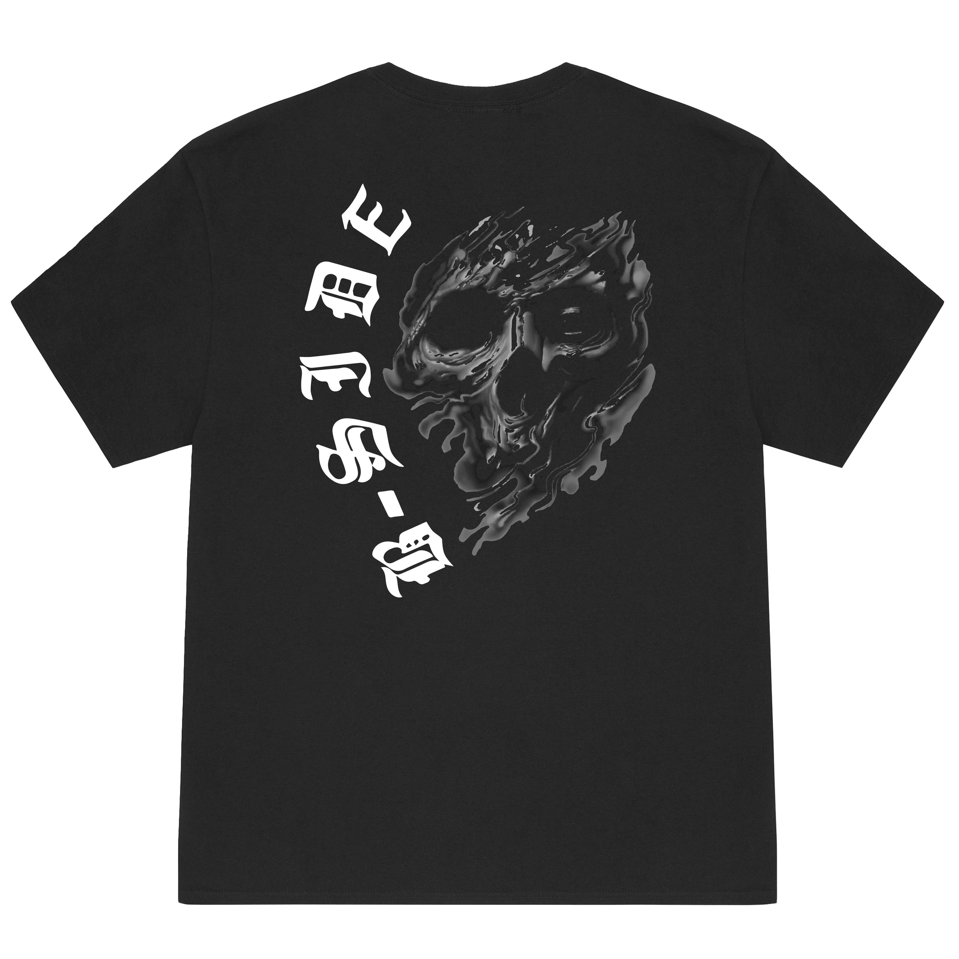 Black B Skully T-Shirt - White Print