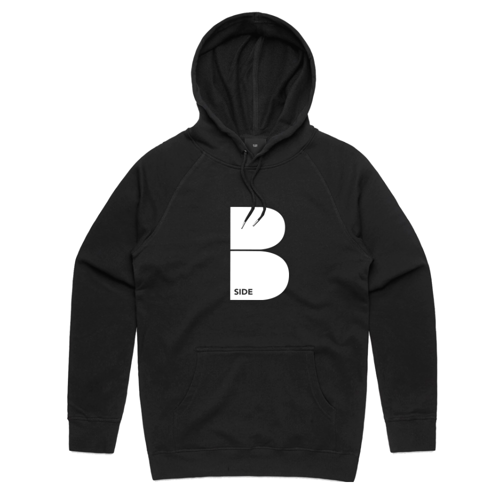 Black Original B Logo Hoodie - White Print