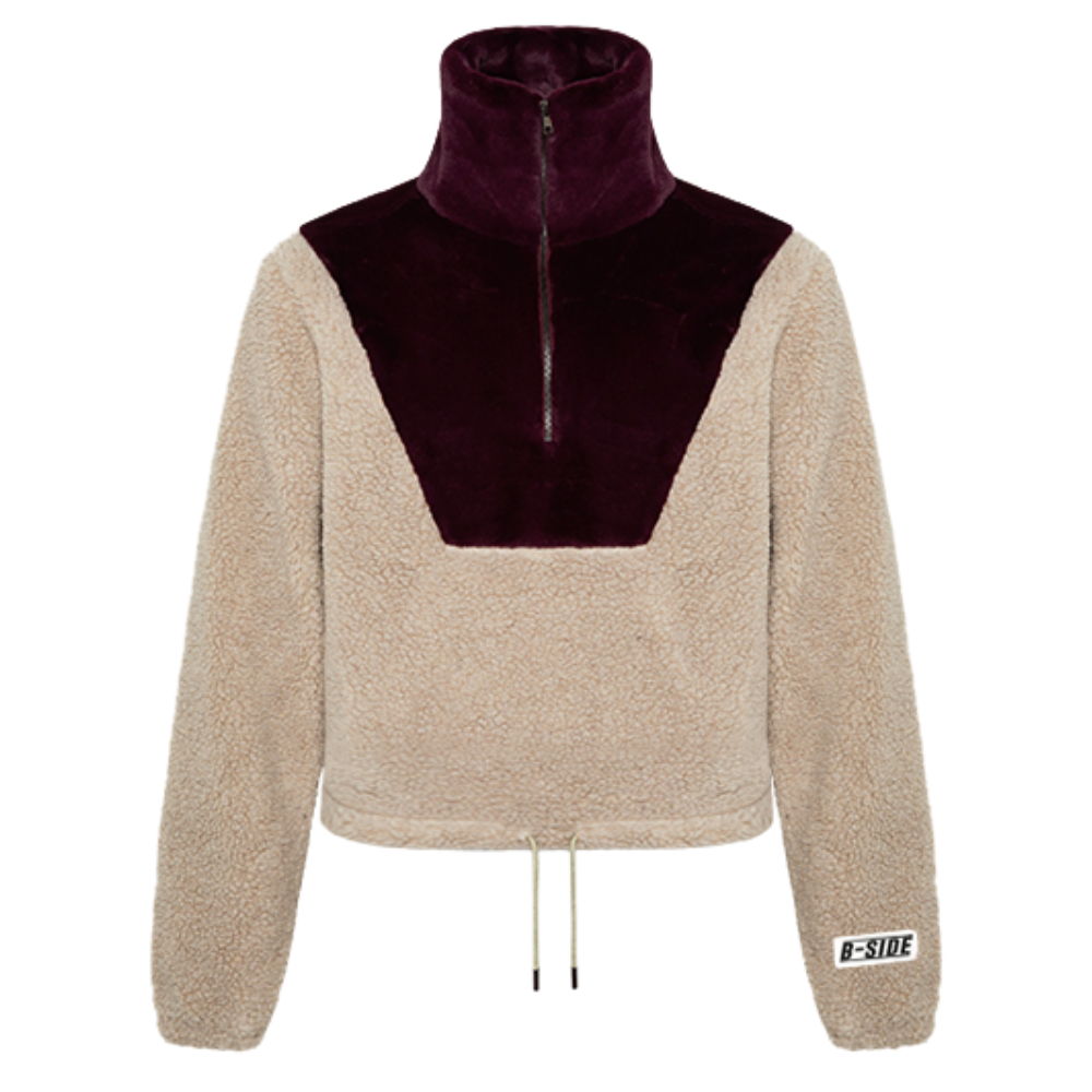 Pearl Cropped Pullover - Natural & Burgundy