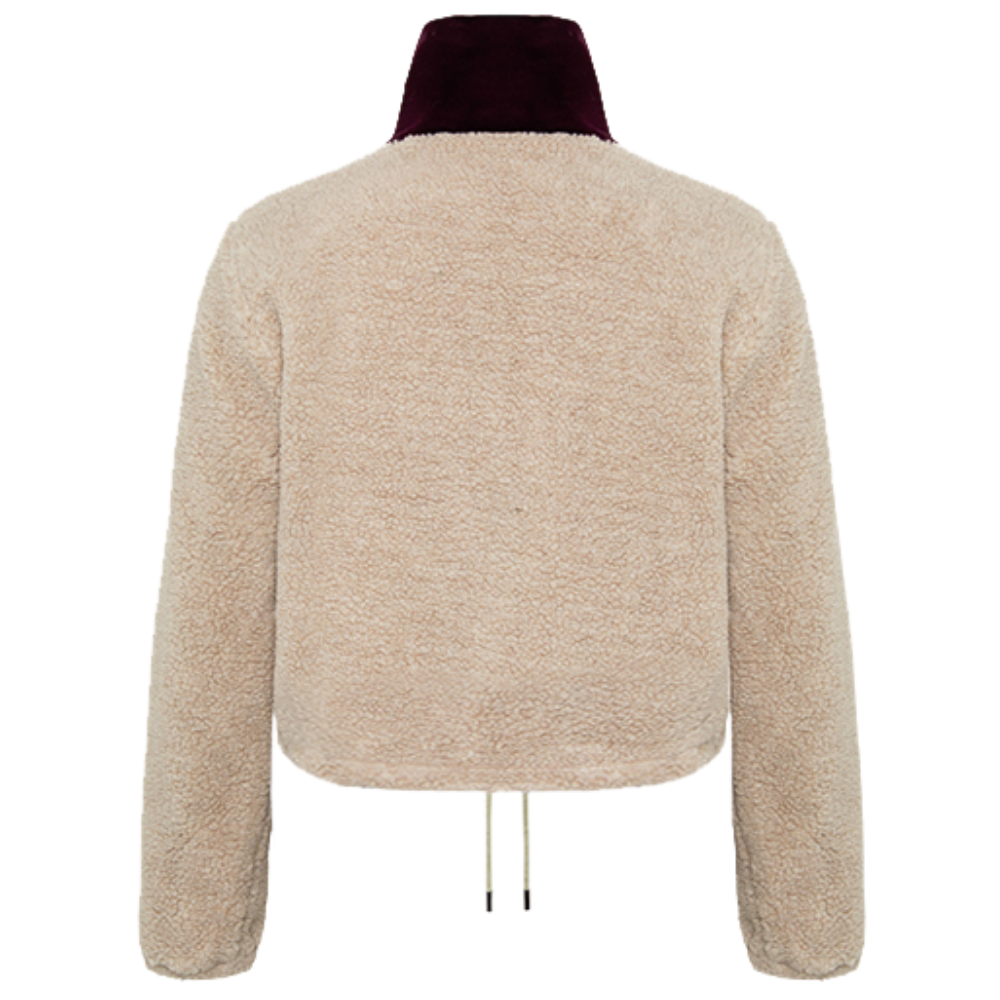 Pearl Cropped Pullover - Natural & Burgundy