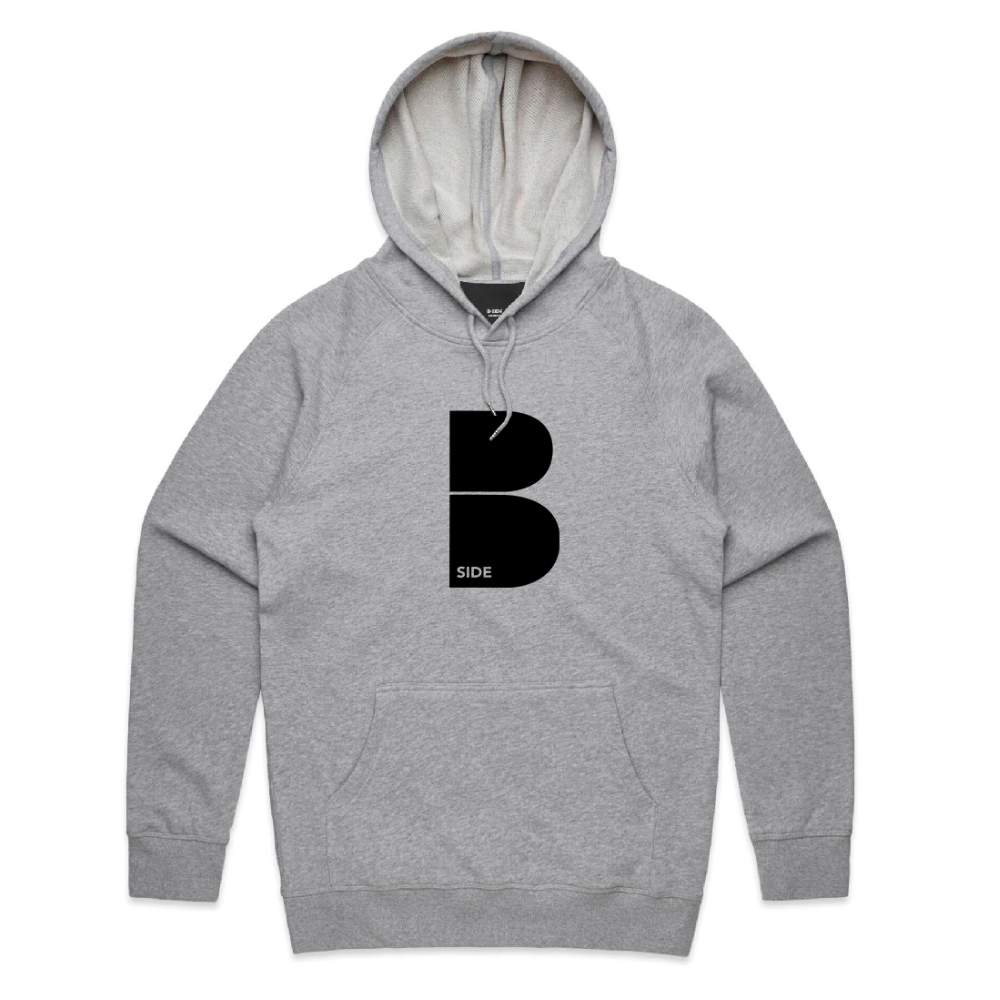 Grey Original B Logo Hoodie - Black Print