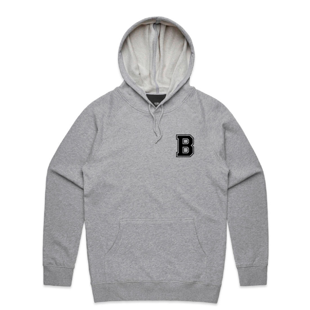 Varsity Marl Grey Hoodie - Black Logo