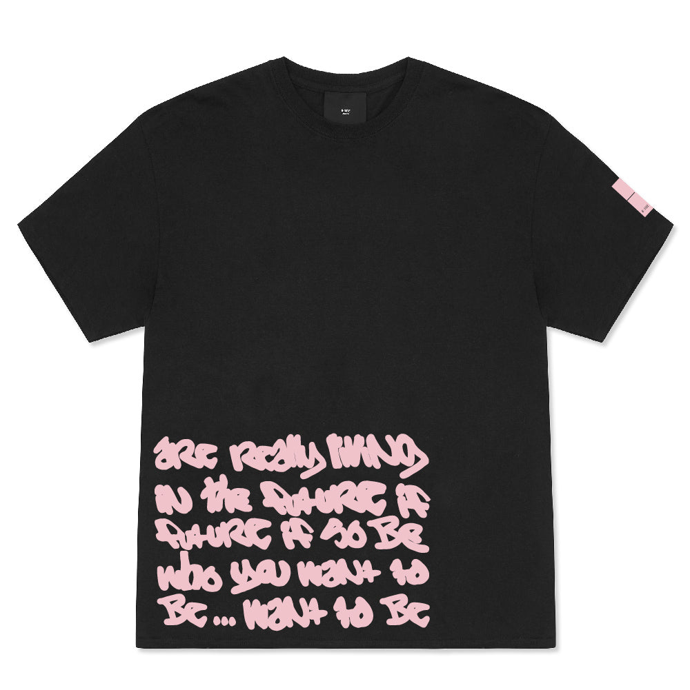 Black OG T-Shirt - Baby Pink Print