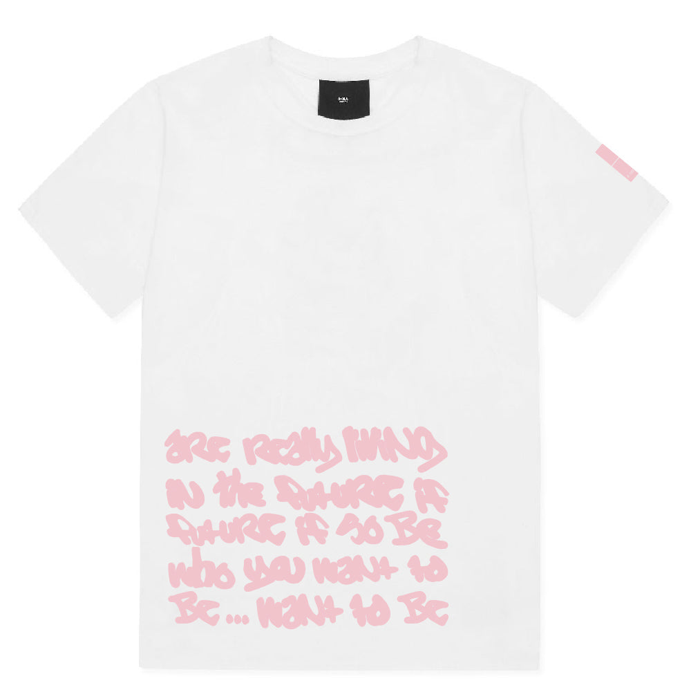 White OG T-Shirt - Baby Pink Print