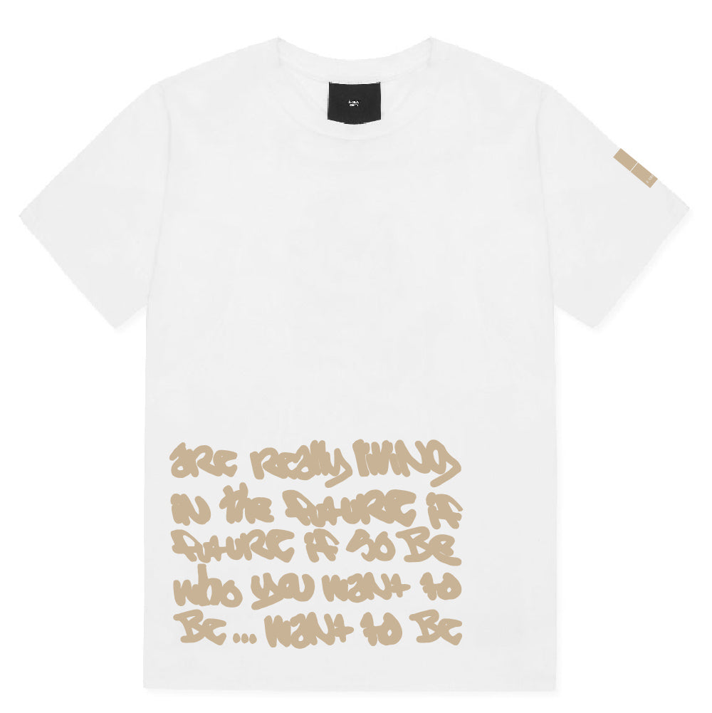 White OG T-Shirt - Sand Print