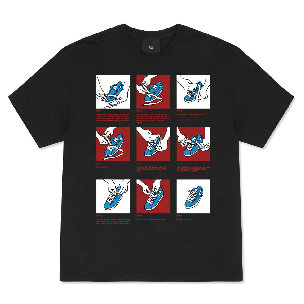 Black T-Shirt - Red & Blue Y&G Sneaker Laced Up Print