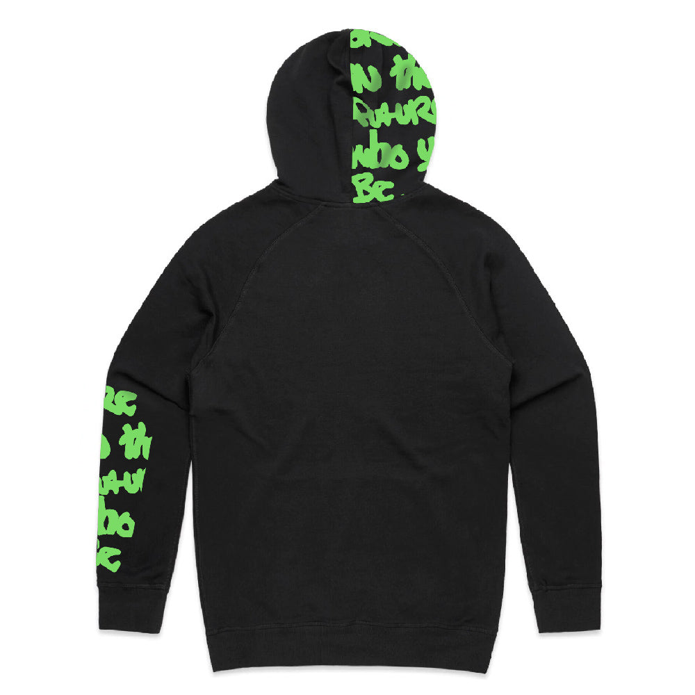 Lime green 2025 and black hoodie