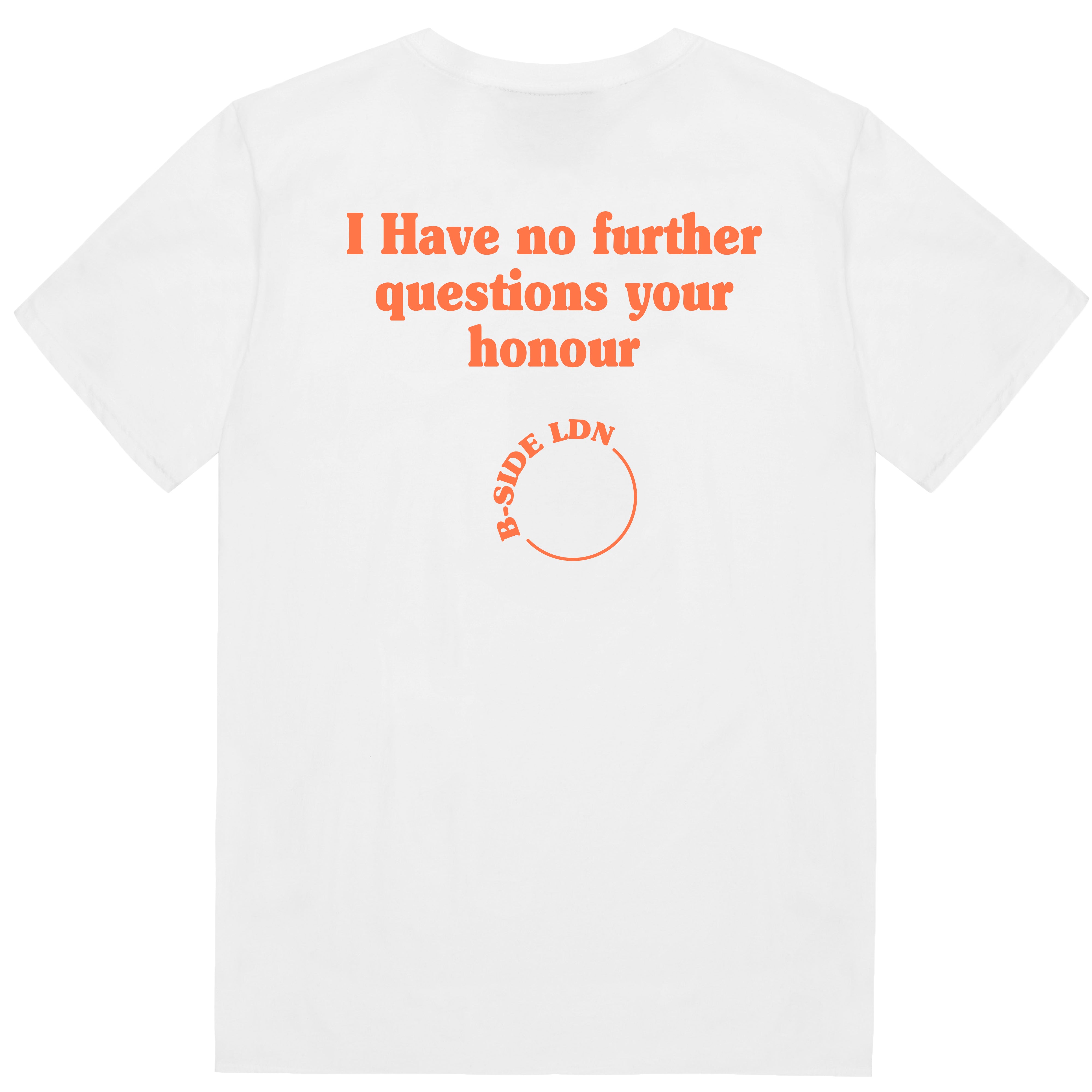 White Honour T-Shirt - Orange Print