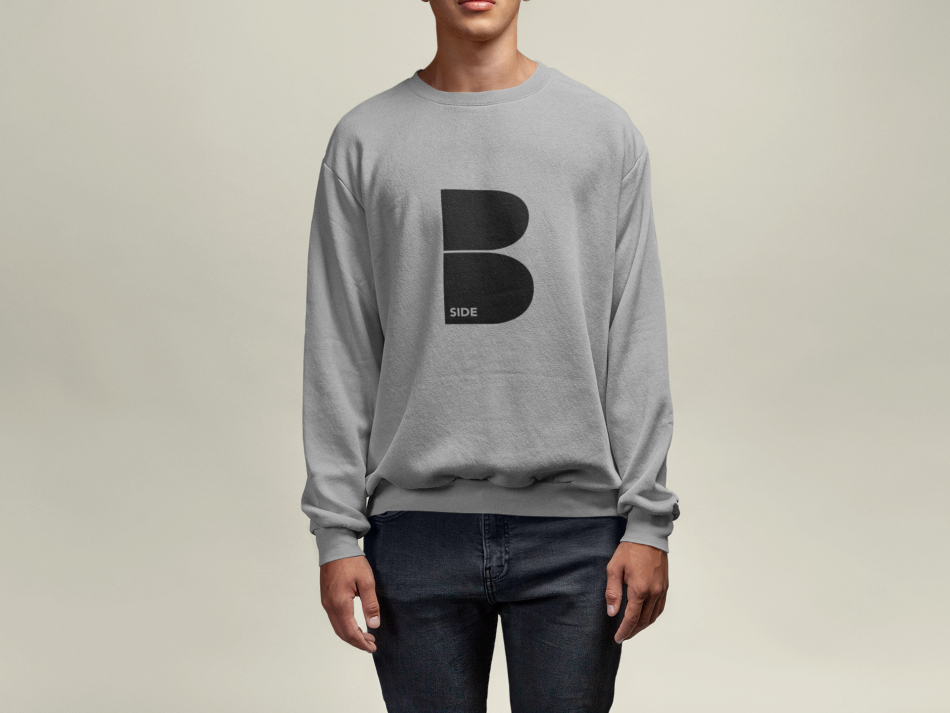 Grey Original B Logo Sweat - Black Print