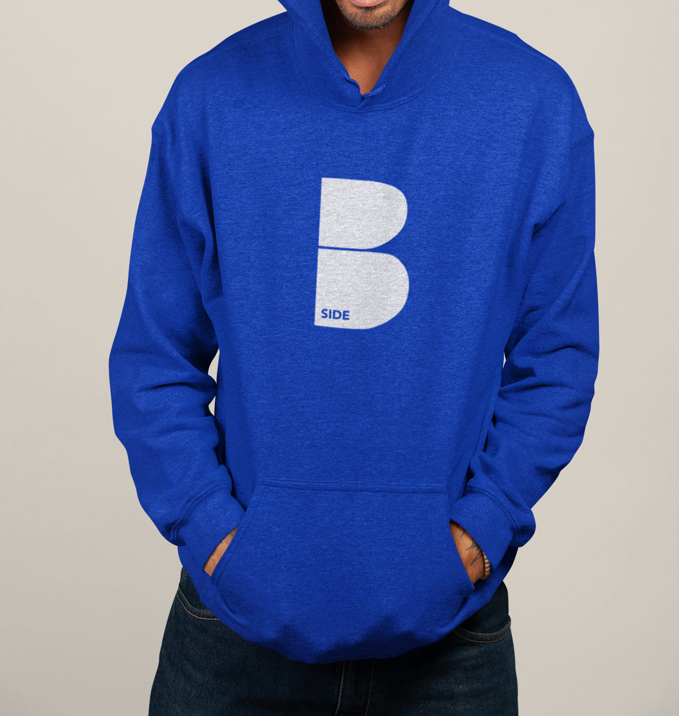 Blue Original B Logo Hoodie - White Print