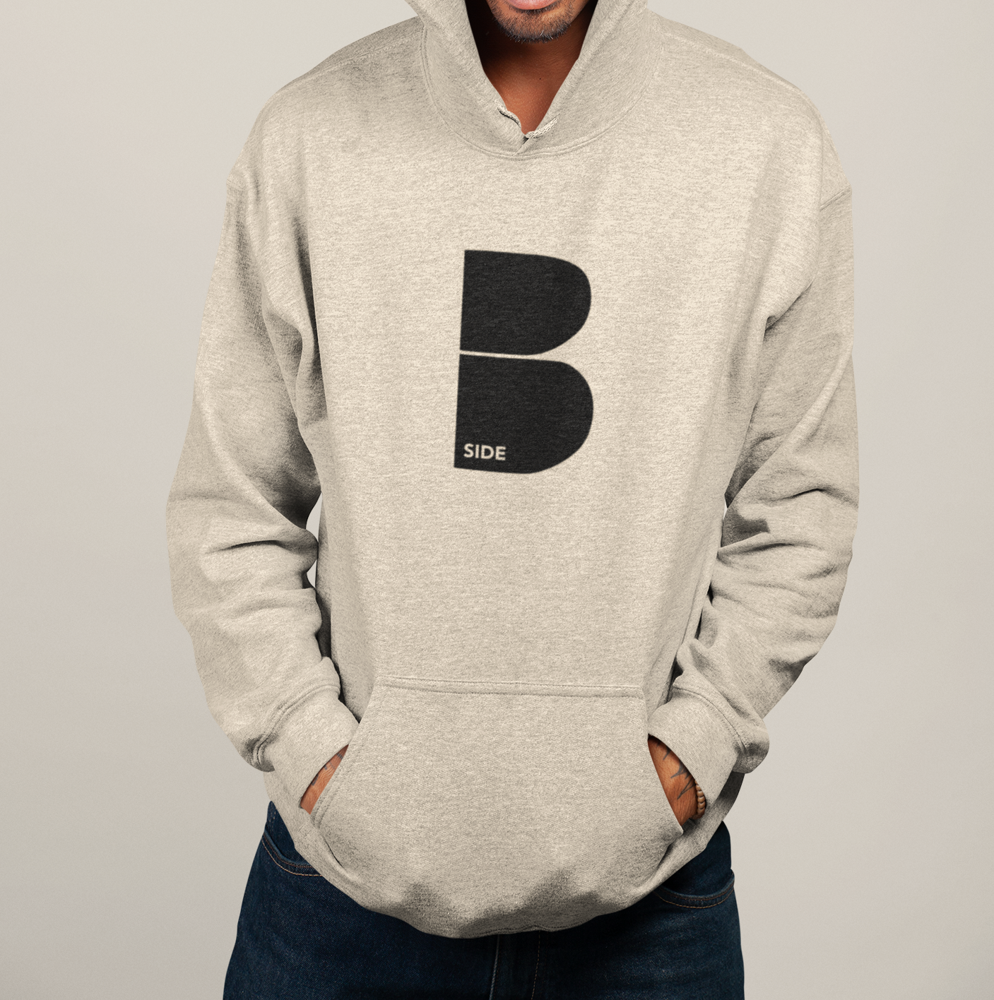 Cream Original B Logo Hoodie - Black Print