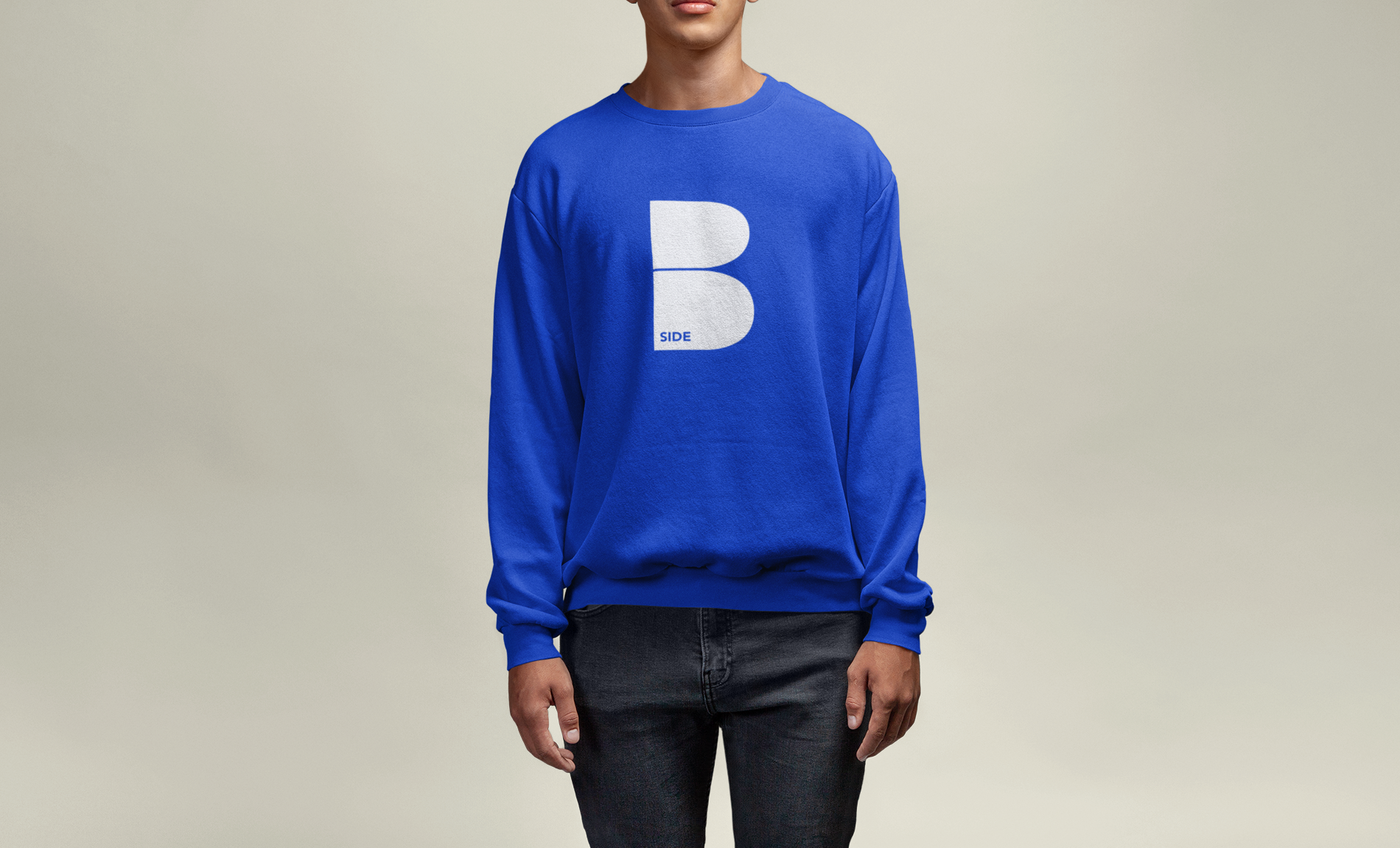Blue Original B Logo Sweat - White Print