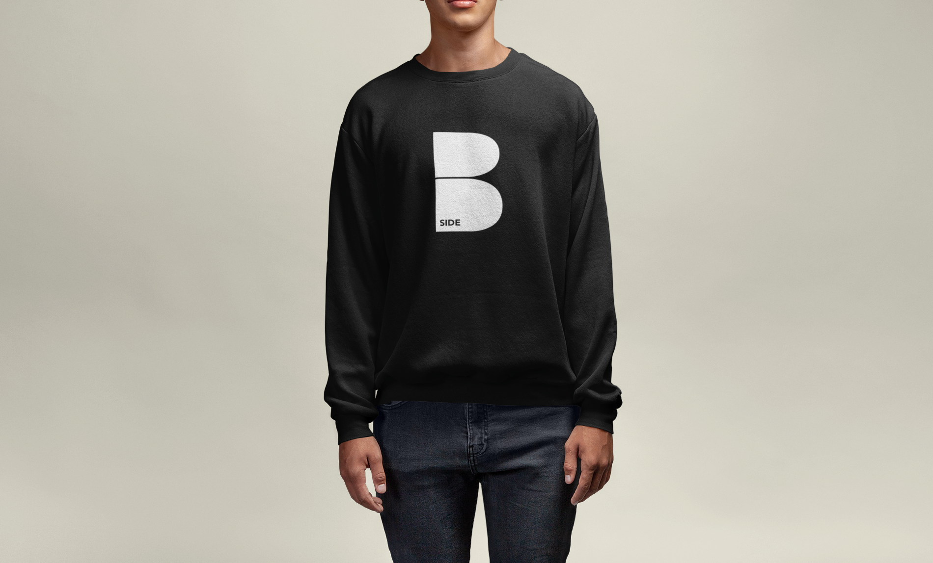 Black Original B Logo Sweat - White Print