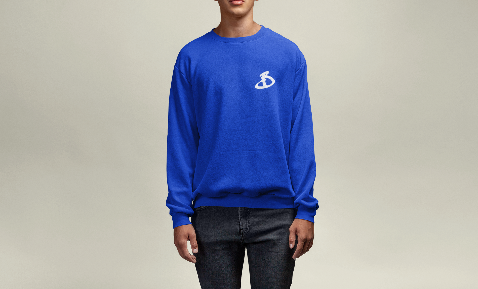 Blue Selector Sweat - White Print