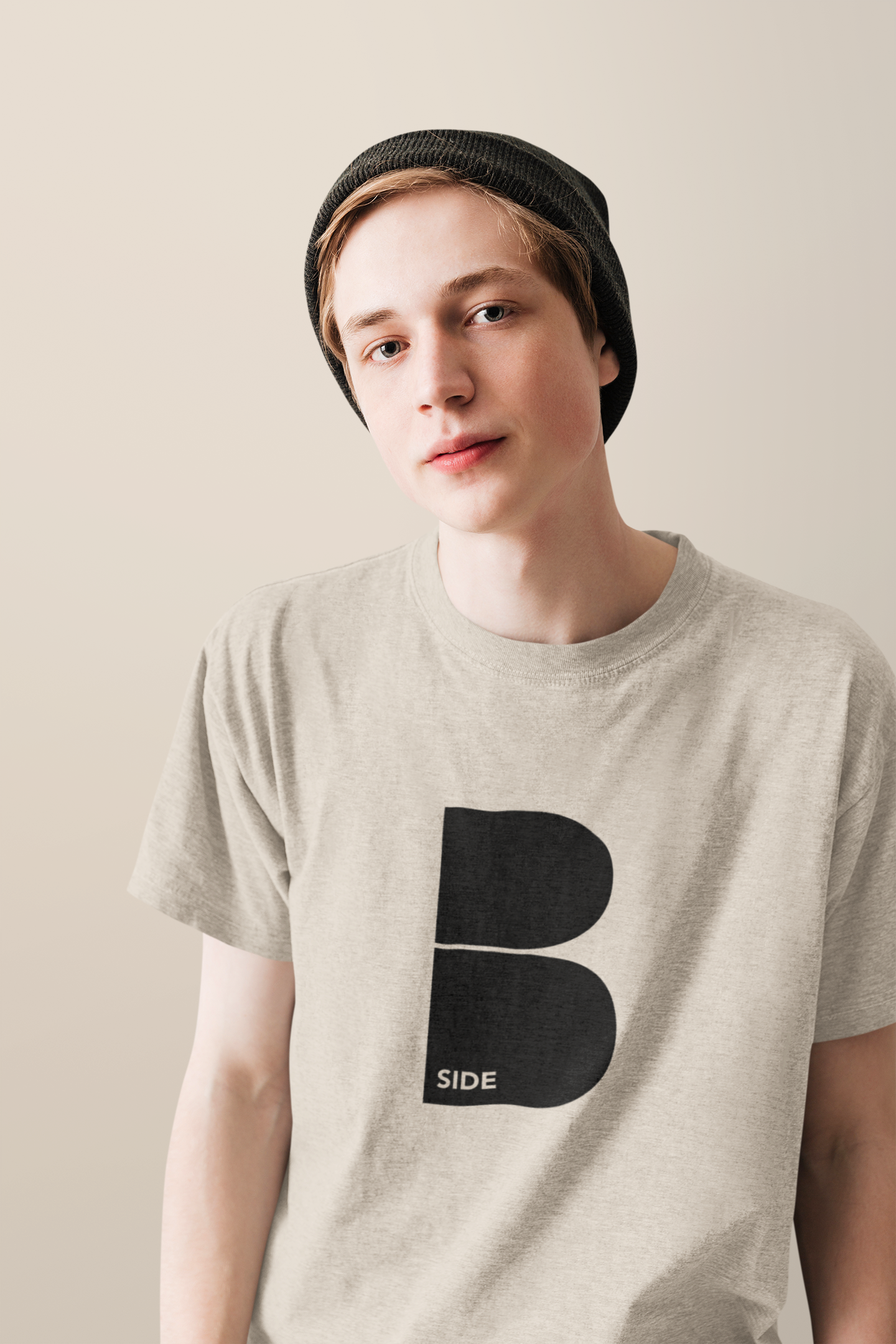 Cream Original B Logo T-Shirt - Black Print