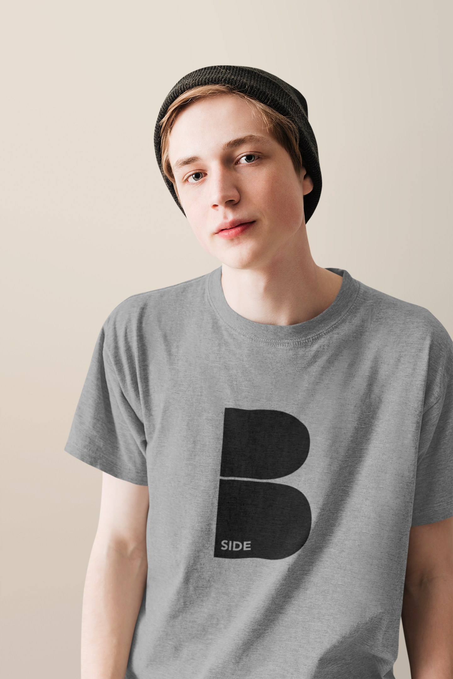 Grey Original B Logo T-Shirt - Black Print