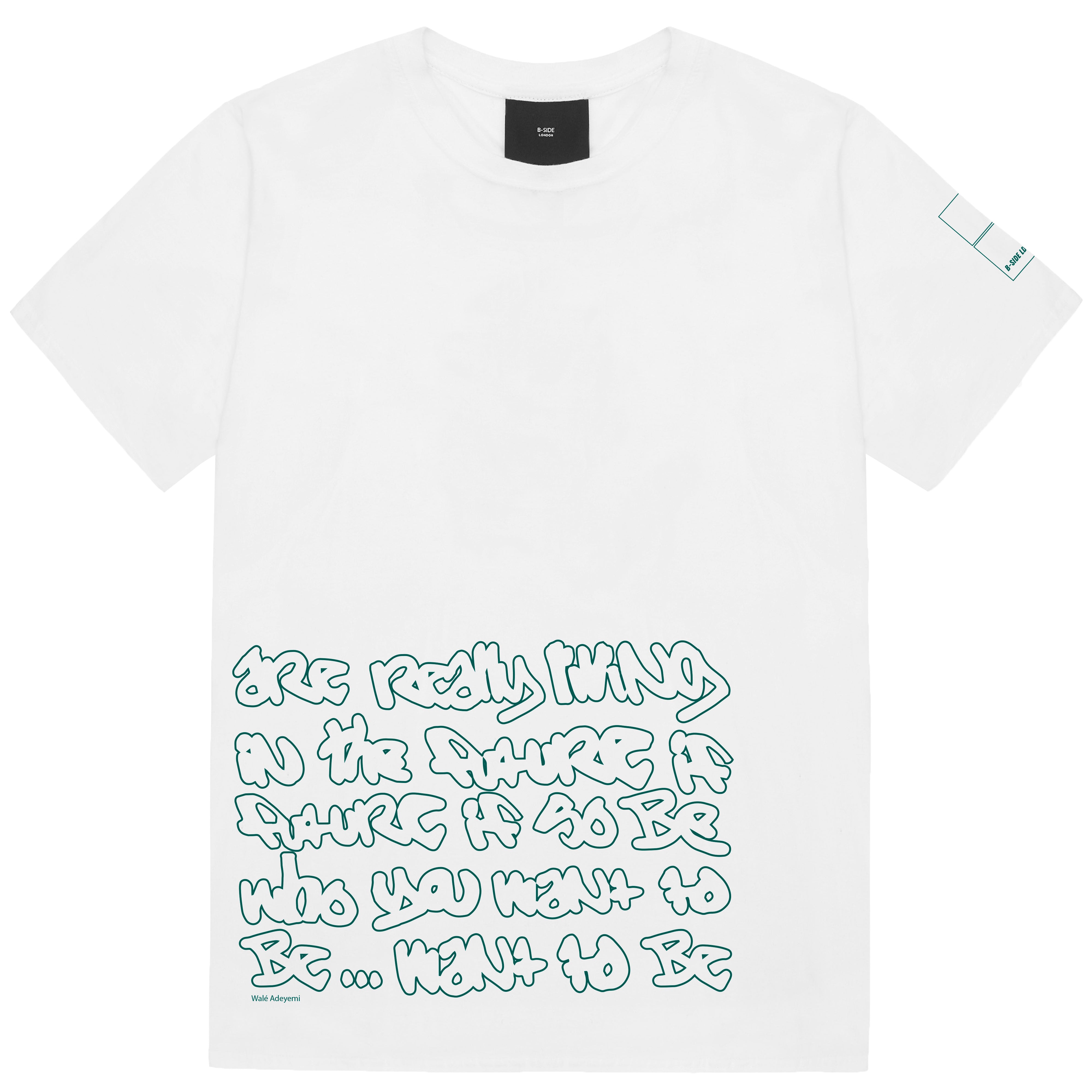 White OG Outline T-Shirt - Green Print